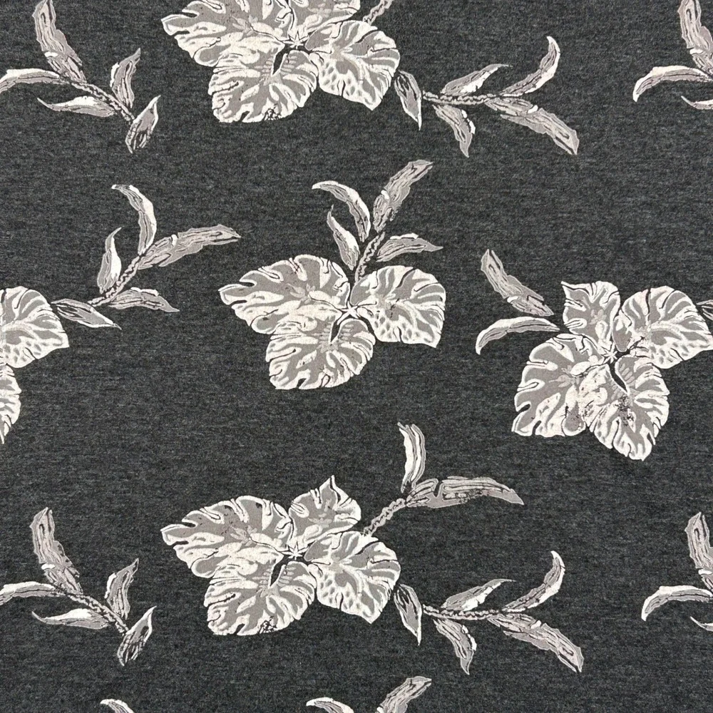Free Planet T-Shirt Mens Large Charcoal Grey Floral Tropical Short‎ Sleeve Tee